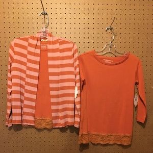 Down East Girls 2 Pc Set Top and Cardigan
